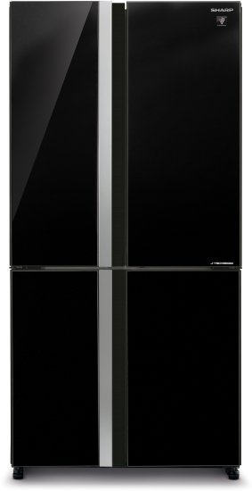 מקרר 4 דלתות מקפיא תחתון מדחס J-Tech אינוורטר 611 ליטר Sharp SJ-FSRN87-BK – זכוכית שחורה