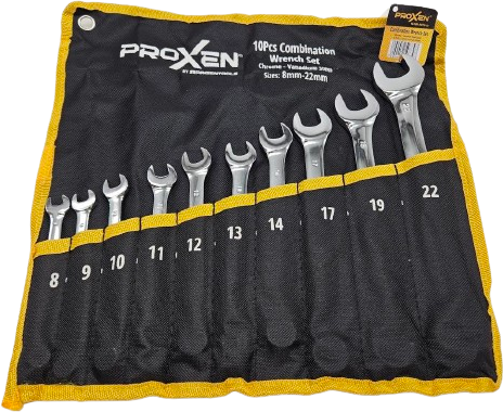 סט 10 חלקים מפתח רינג/פתוח מפלדת כרום ונדיום 8-22 מ''מ PROXEN Combination
