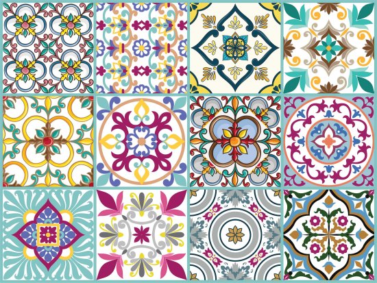 סט 24 מדבקות אריחים לקיר דגם Deep Violet מבית Tiva Design - גודל 10x10 ס''מ