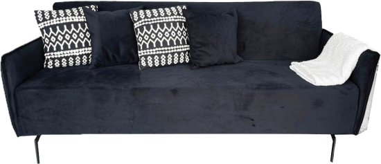 ספה תלת מושבית דגם Madrid כוללת 2 כריות נוי תואמות מבית Olympia - צבע קטיפה שחורה
