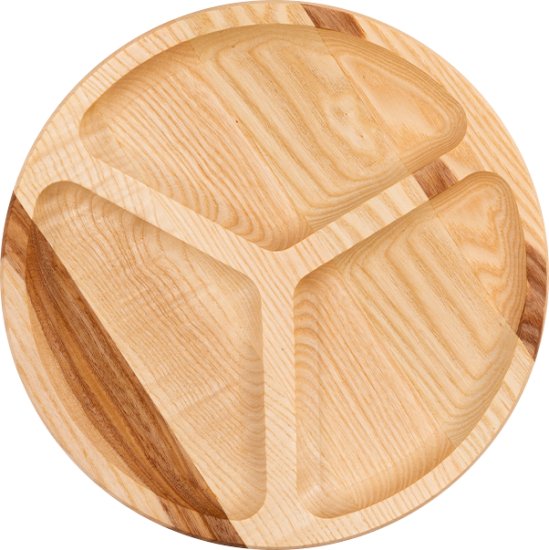 צלחת 3 תאים מעץ אשא 25 ס''מ Eco Israel