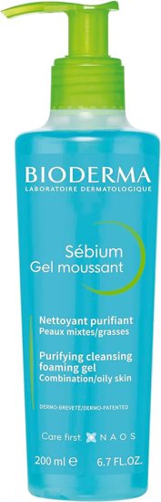 קצף ג'ל מטהר לניקוי הפנים עם משאבה Bioderma Sebium - נפח 200 מ''ל