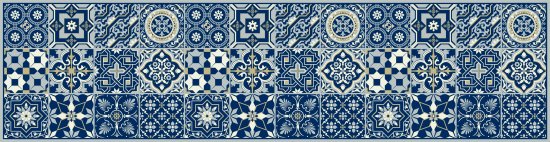 ראנר מבודד חום PVC לשולחן דגם Eclectic Royal Blue מבית Tiva Design - מידה 35x135 ס''מ