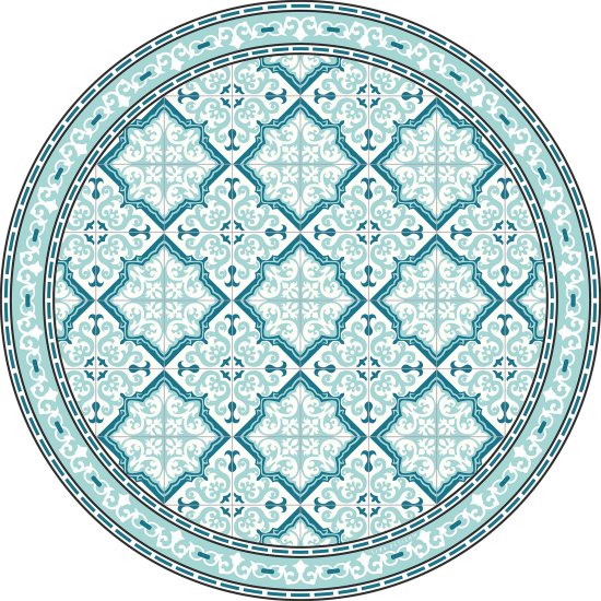 שטיח עגול PVC דגם Rehavia Turquoise מבית Tiva Design - קוטר 70 ס''מ