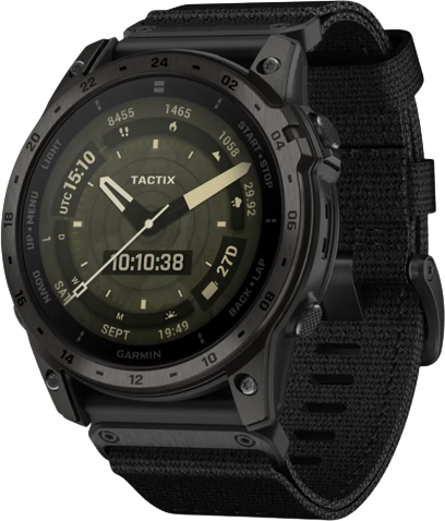 שעון חכם עם רצועת ניילון Garmin Tactix 7 AMOLED Edition Tactical GPS - צבע שחור - כולל ממשק מלא בעברית - שנתיים אחריות יבואן רשמי על ידי רונלייט