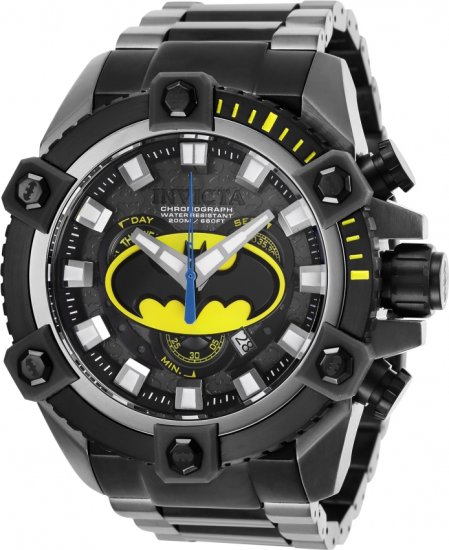 שעון יד אנלוגי לגברים עם רצועת Stainless Steel מהדורת Invicta DC Comics Batman 26912 – צבע שחור