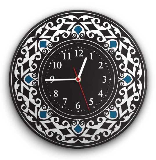 שעון קיר מעוצב עשוי מזכוכית אקרילית דגם Black And White מבית Tiva Design - קוטר 48 ס''מ