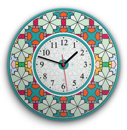 שעון קיר מעוצב עשוי מזכוכית אקרילית דגם Memphis מבית Tiva Design – קוטר 48 ס"מ