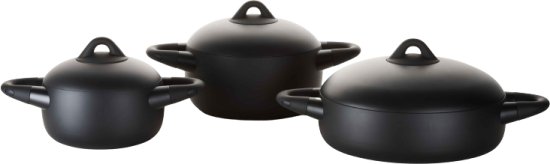 2 סירי בישול 22+18 ס''מ אלומיניום עם מכסה + סיר סוטז' 28 ס''מ סדרת Twist מבית Soltam