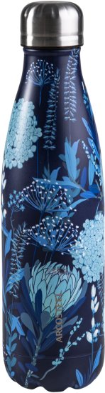 בקבוק תרמי מנירוסטה 500 מ''ל מבית Arcosteel - צבע זר פרחים כחלחל