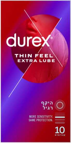 Durex - קונדומים Thin Feel Extra Lube - סך הכל 10 יחידות