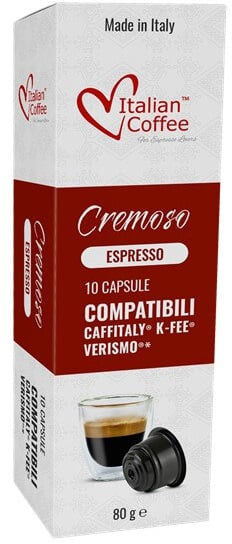 10 קפסולות Italian Coffee Cremoso Espresso – תואמות למכונות קפה Caffitaly