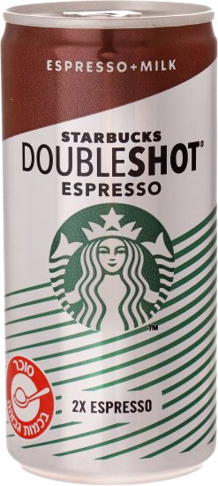 12 פחיות 200 מ''ל קפה דאבל שוט אספרסו וחלב Starbucks - סה''כ 2.4 ליטר