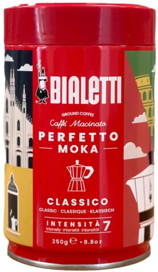 קפה טחון למקינטה 250 גרם בפחית Bialetti Perfetto Moka Classico