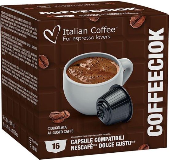 16 קפסולות Italian Coffee Coffeciok - תואמות למכונות קפה Dolce Gusto
