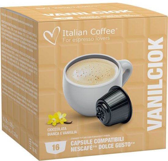 16 קפסולות Italian Coffee Vanilciok - תואמות למכונות קפה Dolce Gusto