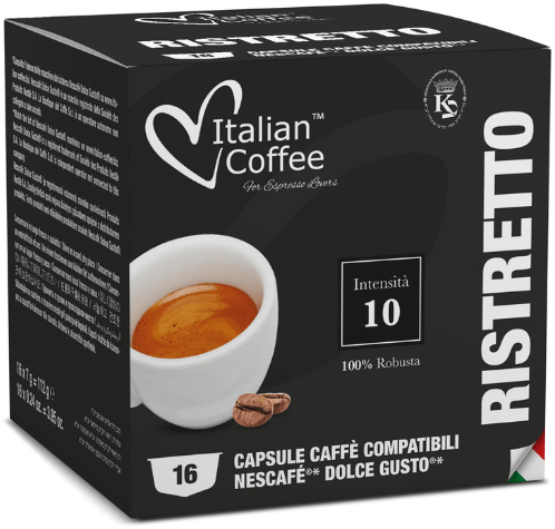 16 קפסולות Italian Coffee Ristretto - תואמות למכונות קפה Dolce Gusto