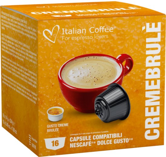 16 קפסולות Italian Coffee CremeBrule - תואמות למכונות קפה Dolce Gusto