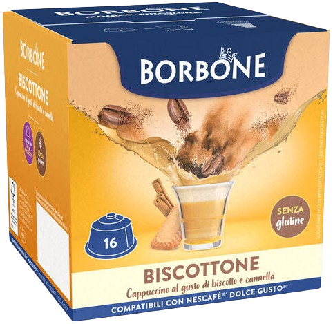 16 קפסולות Caffe Borbone Biscotone - תואמות למכונות קפה Dolce Gusto