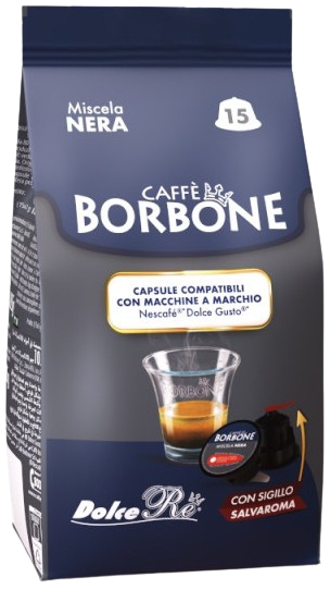 15 קפסולות Caffe Borbone Miscela Nera - תואמות למכונות קפה Dolce Gusto