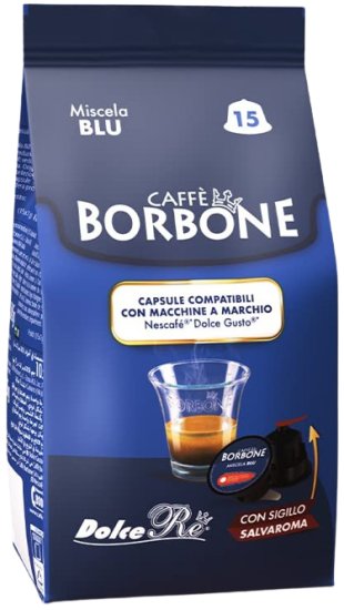 15 קפסולות Caffe Borbone Miscela Blue - תואמות למכונות קפה Dolce Gusto
