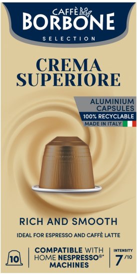 10 קפסולות אלומיניום Caffe Borbone Crema Superiore - תואמות למכונות קפה Nespresso