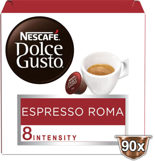 90 קפסולות Nescafe Espresso Roma - תואמות למכונות קפה Dolce Gusto