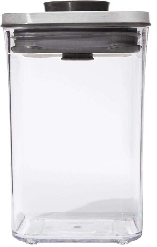 קופסת אחסון מרובעת 1 ליטר למטבח עם מכסה נירוסטה OXO POP