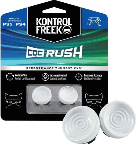זוג מתאמים ארגונומי לאגודלים עבור בקר PS4/5 מבית KontrolFreek - צבע לבן