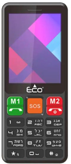 טלפון סלולרי Eco BAR Dual Sim 4G 2.8'' Bar - צבע שחור - שנה אחריות ע''י ברקום