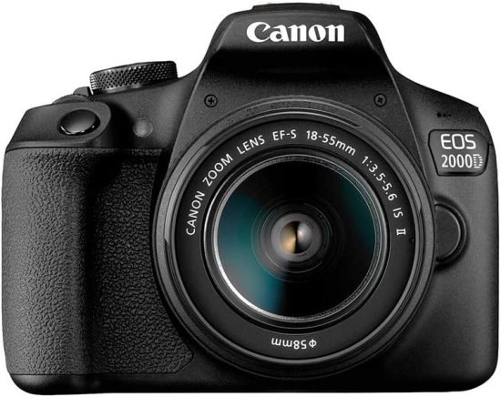 מצלמה דיגיטלית Canon EOS 2000D DSLR - צבע שחור + עדשת EF-S 18-55mm f/3.5-5.6 IS II