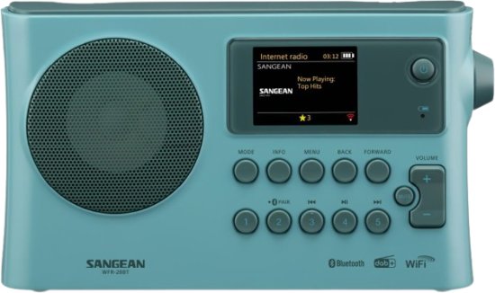 רדיו אינטרנט דיגיטלי נייד (טרנזיסטור) SANGEAN WFR-28BT DAB+ / FM-RDS / AUX/BT / Internet Music - צבע כחול בהיר