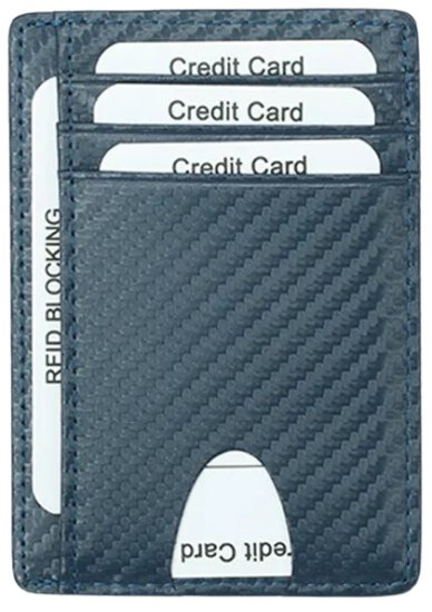 ארנק כרטיסים מינימליסטי תומך RFID דגם Holy מבית Camel Mountain - צבע כחול קרבון