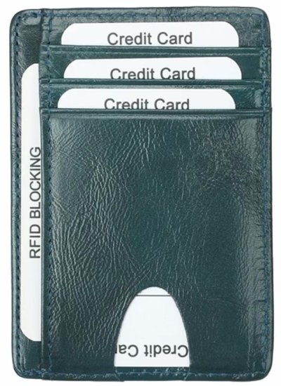 ארנק כרטיסים מינימליסטי תומך RFID דגם Holy מבית Camel Mountain - צבע כחול עור