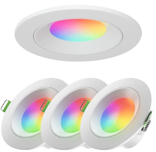 4 מנורות שקועות תקרה עגולות חכמות 76 מ''מ 450 לומן Nanoleaf Essentials Downlight - צבע לבן