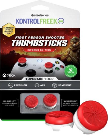 זוג מתאמים ארגונומי לאגודלים עבור בקרי XBOX One/Series X/S מבית KontrolFreek - צבע אדום