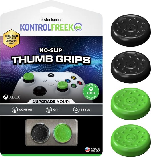 מארז 4 מתאמים לאגודלים עבור בקר XBOX One/Series X/S מבית KontrolFreek - צבע שחור / ירוק