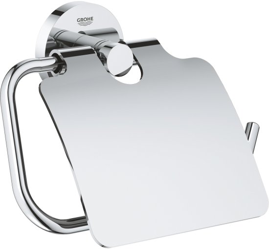 מתקן לנייר טואלט עם כיסוי GROHE דגם QuickFix Glue or Screw Start - צבע כרום