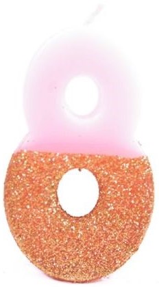 נר זהב ורוד עם מעמד הספרה 8 מבית שמחה זה אנחנו