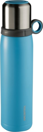 תרמוס עם כוס עשוי נירוסטה 600 מ''ל לשתייה חמה וקרה מבית Arcosteel - צבע כחול בהיר