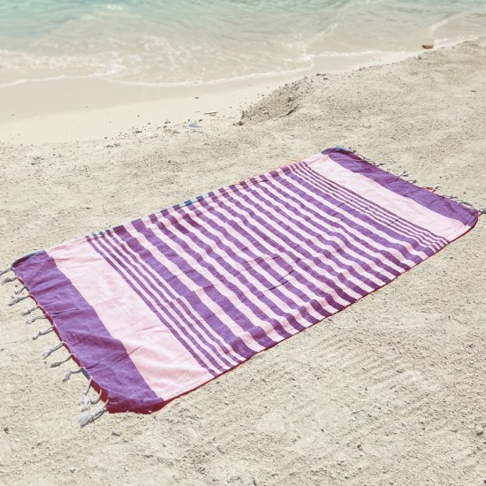 מגבת חוף עם פרנזים 88X160 ס''מ Arige Gad - צבע סגול פסים