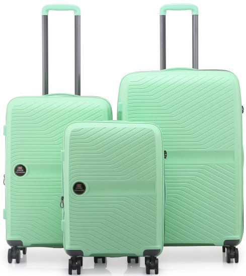 סט מזוודות קשיחות בלתי שבירות 20+26+30 אינץ' דגם Cambridge מבית Swiss Voyager – צבע מנטה