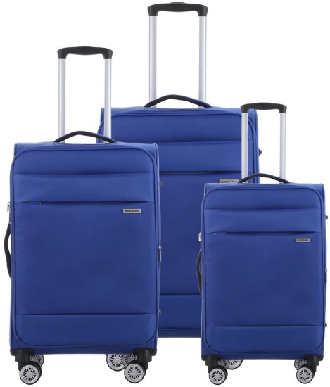 סט מזוודות בד 20+24+28 אינץ' דגם Alpine מבית Swiss Voyager - צבע כחול רויאל