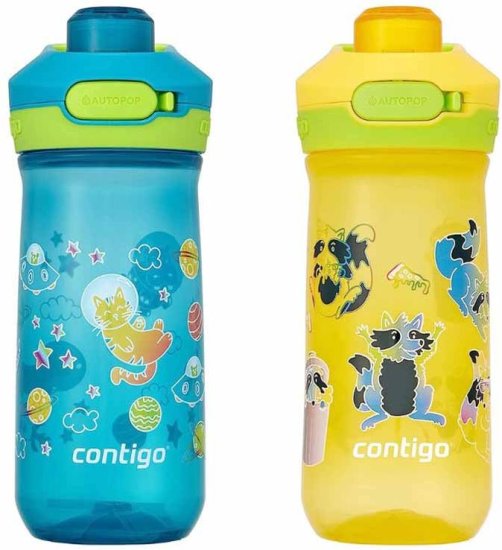 זוג בקבוקי שתייה לילדים 420 מ''ל Contigo Jessie - צבע צהוב וכחול