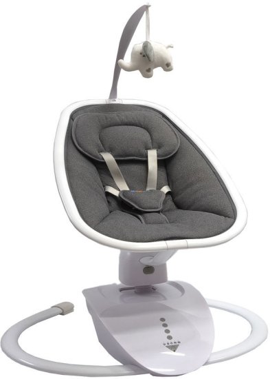 נדנדה חשמלית רב כיוונית 3D לתינוק עם מצבי שכיבה ושלט רחוק דגם Lux מבית BabySafe  - צבע אפור/לבן