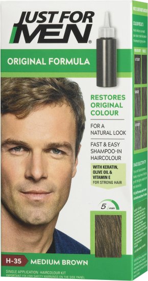 Just For Men – שמפו לצביעת שיער לגברים בגוון חום בנוני H-35