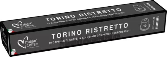 10 קפסולות אלומיניום Italian Coffee Torino Ristretto - תואמות למכונות קפה Nespresso
