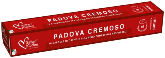 10 קפסולות אלומיניום Italian Coffee Padova Cremoso - תואמות למכונות קפה Nespresso