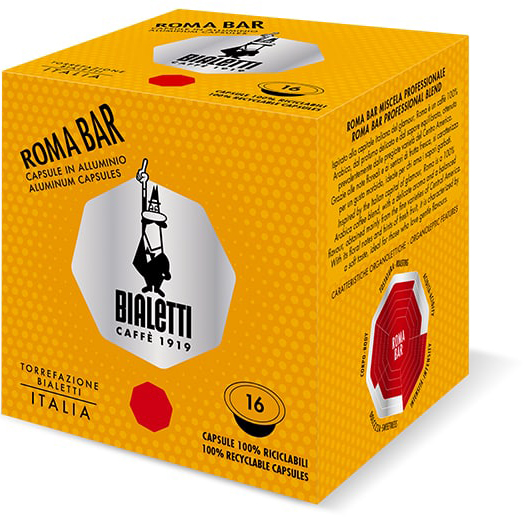 16 קפסולות אלומיניום Bialetti Roma Bar - תואמות למכונות קפה Bialetti ו-Lorenzo
