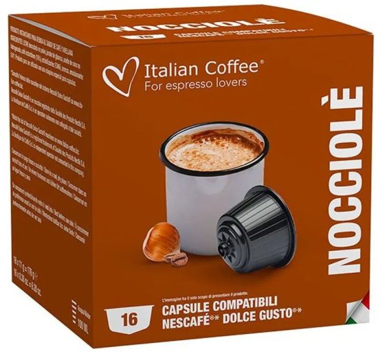 16 קפסולות Italian Coffee Nocciole - תואמות למכונות קפה Dolce Gusto